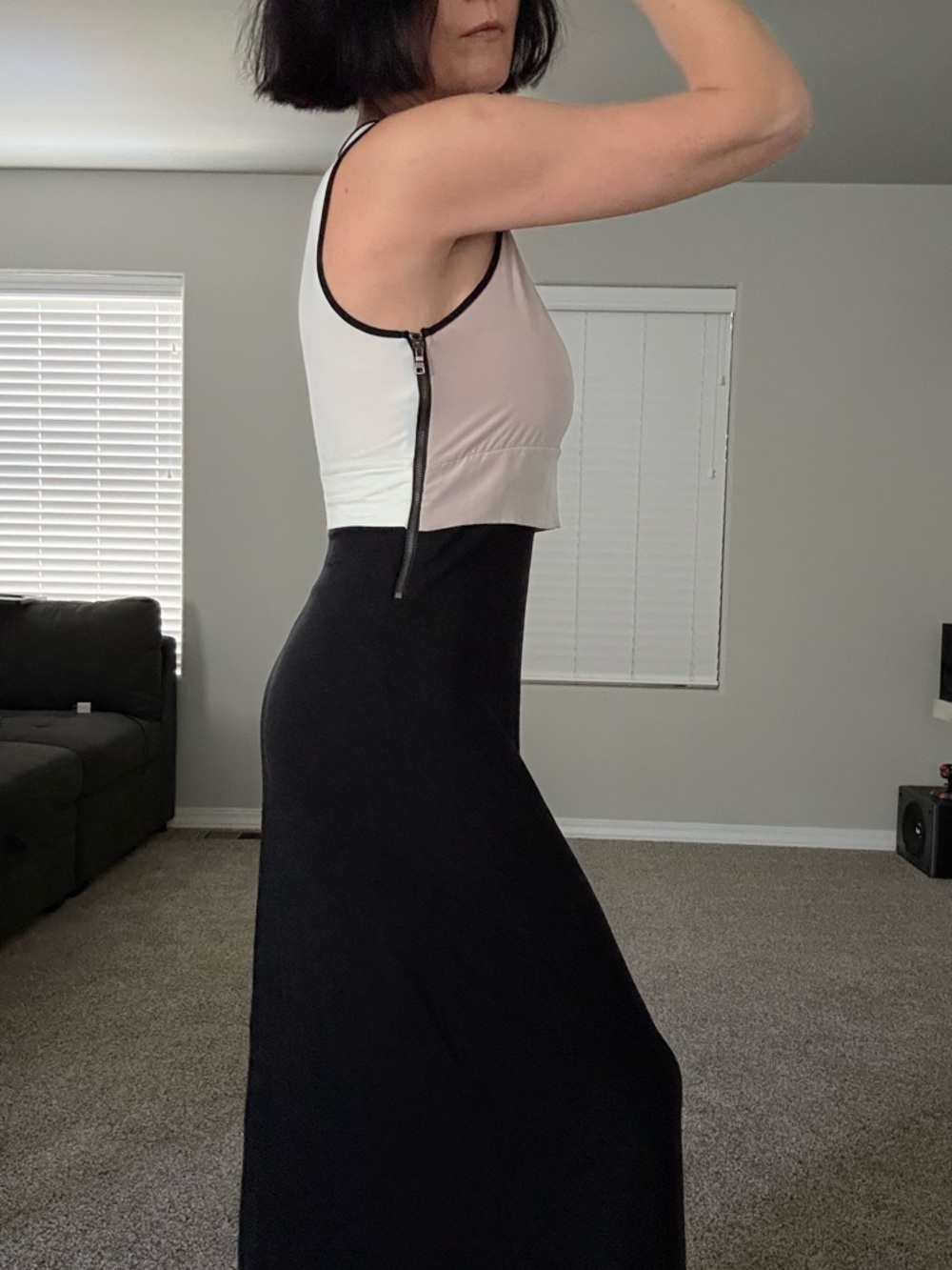 Armani Exchange Black / Beige /Cream White Maxi Dress